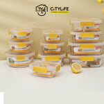 (Gift Pack Bundle) Citylife 320ml to 800ml Air-tight Square Shape Oven Microwave Freezer Glass Container H-84818283