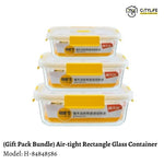 (Gift Pack Bundle) Citylife 370ml to 1040ml Air-tight Rectangle Shape Oven Microwave Freezer Glass Container H-84848586