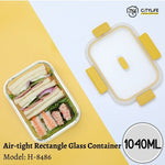 (Bundle of 2) Citylife 1040ML Air-tight Rectangle Shape Oven Microwave Freezer Glass Container H-8486