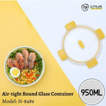 (Bundle of 2) Citylife 950ML Air-tight Round Shape Oven Microwave Freezer Glass Container H-8489