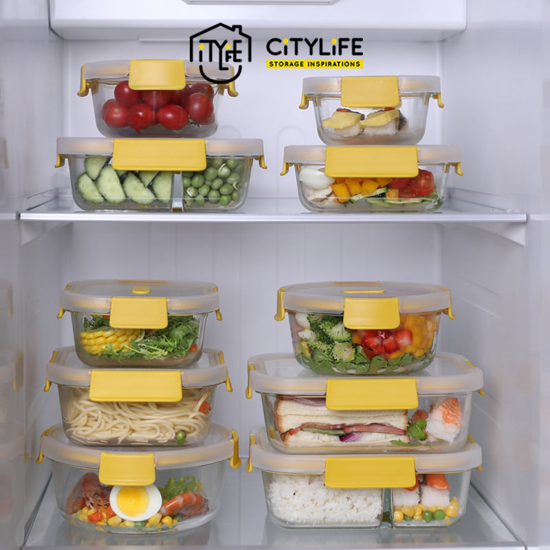 (Bundle of 2) Citylife 620ML Air-tight Round Shape Oven Microwave Freezer Glass Container H-8488