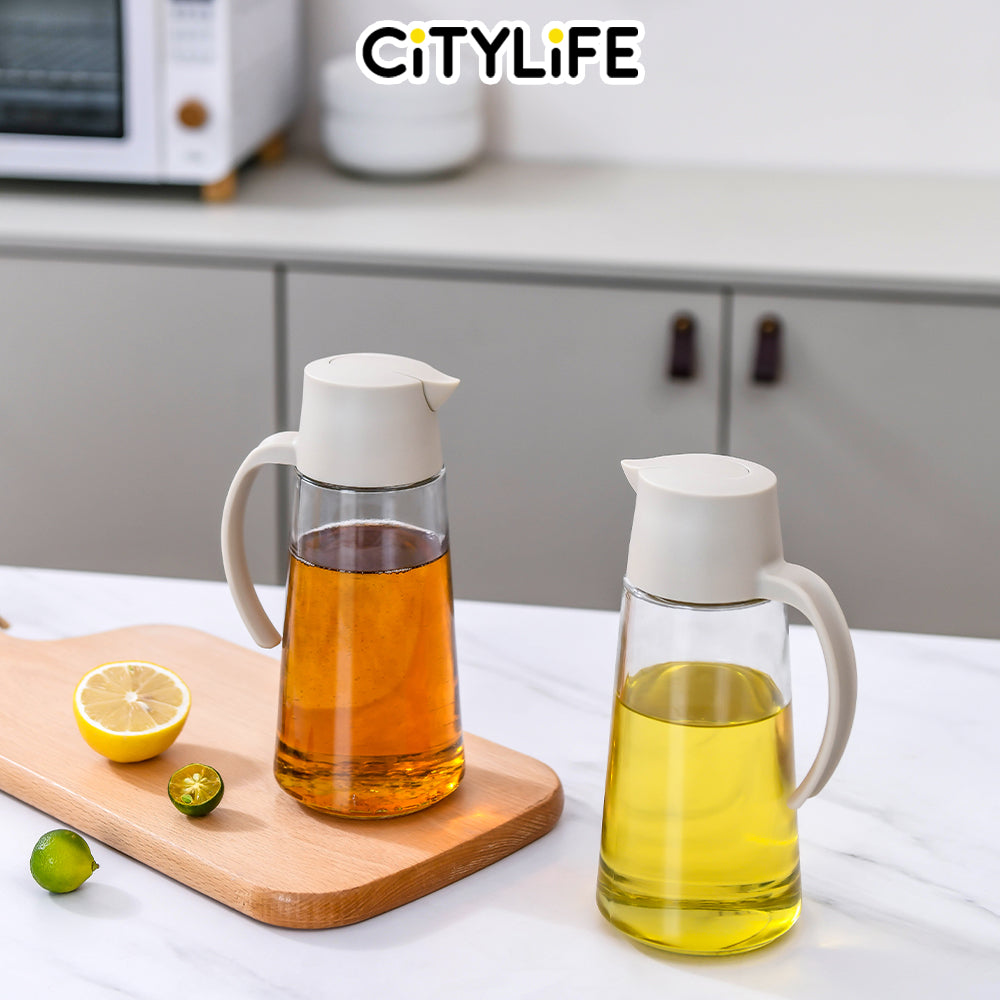 Citylife 500/695 ML Oil Dispenser Bottle Glass Leakproof Kitchen Automatic Condiment Dispenser Olive Oil Container H-9458