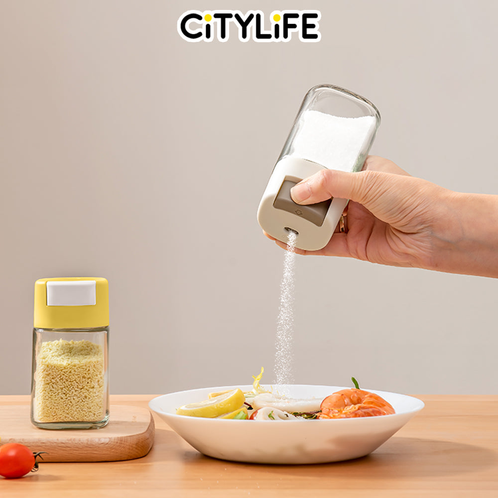 Citylife 100/160ML Press-Type Quantitative Salt Shaker Each Press 0.5g Seasoning Container Glass Household Quantitative Salt Bottle H-9459