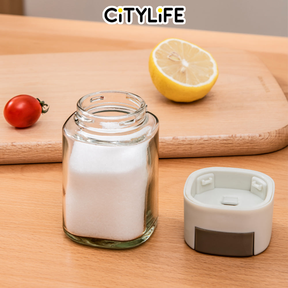 Citylife 100/160ML Press-Type Quantitative Salt Shaker Each Press 0.5g Seasoning Container Glass Household Quantitative Salt Bottle H-9459