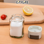 Citylife 100/160ML Press-Type Quantitative Salt Shaker Each Press 0.5g Seasoning Container Glass Household Quantitative Salt Bottle H-9459