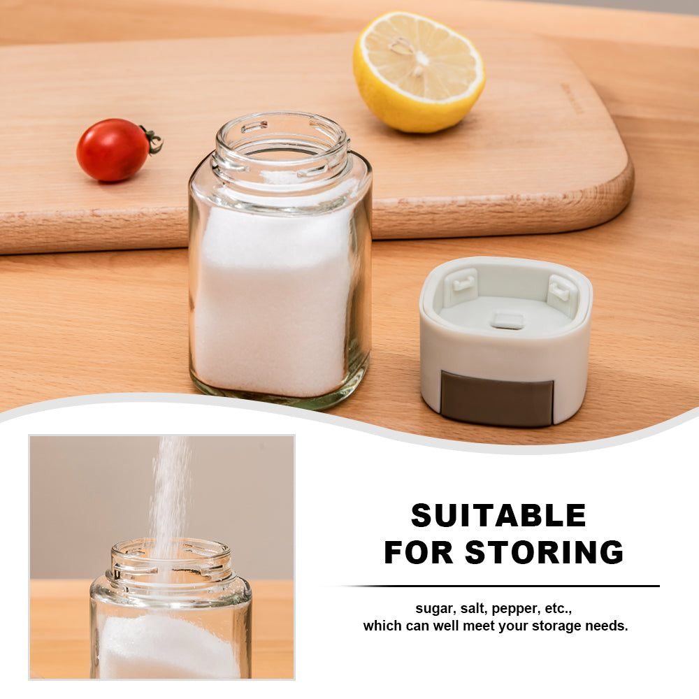 Citylife 100/160ML Press-Type Quantitative Salt Shaker Each Press 0.5g Seasoning Container Glass Household Quantitative Salt Bottle H-9459