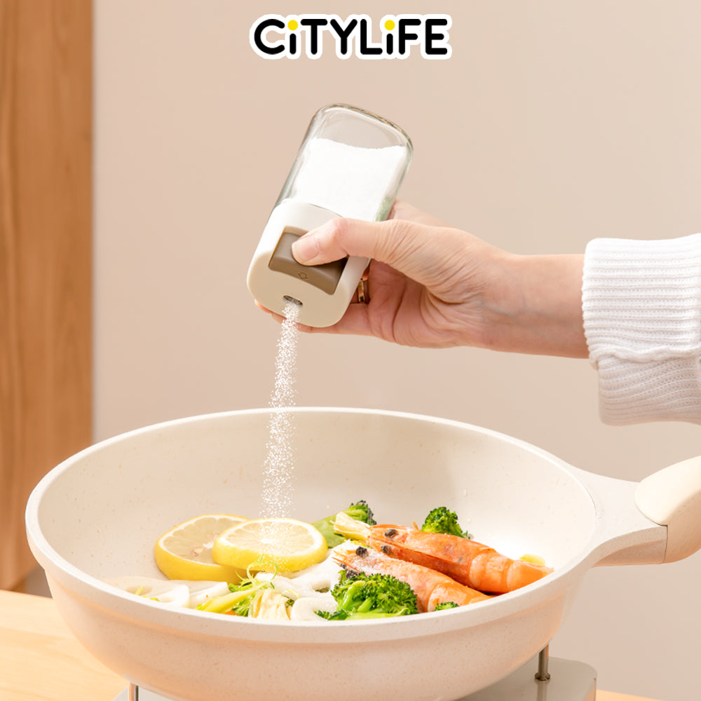 Citylife 100/160ML Press-Type Quantitative Salt Shaker Each Press 0.5g Seasoning Container Glass Household Quantitative Salt Bottle H-9459