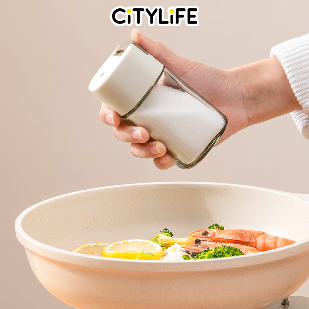 Citylife 100/160ML Press-Type Quantitative Salt Shaker Each Press 0.5g Seasoning Container Glass Household Quantitative Salt Bottle H-9459