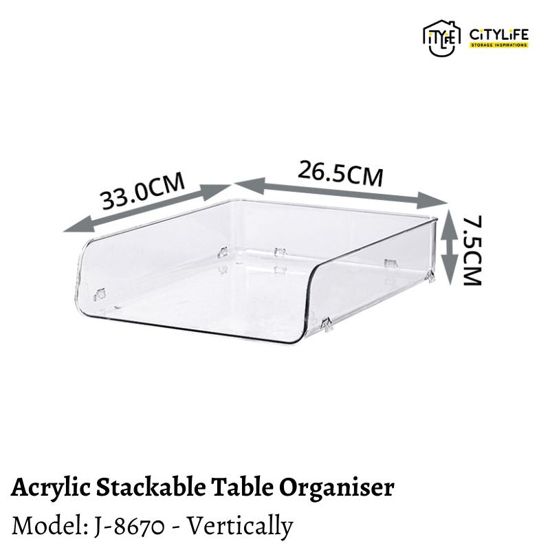 Citylife Acrylic Multi-purpose Stackable Clear Work Table Organiser - Narrow/Wide J-867071