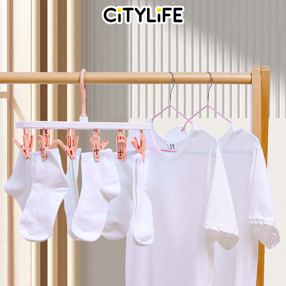 Citylife 12 / 24 Clothes Peg Hanger Foldable Laundry Hanging Clips Multi Pegs Rack J-870607