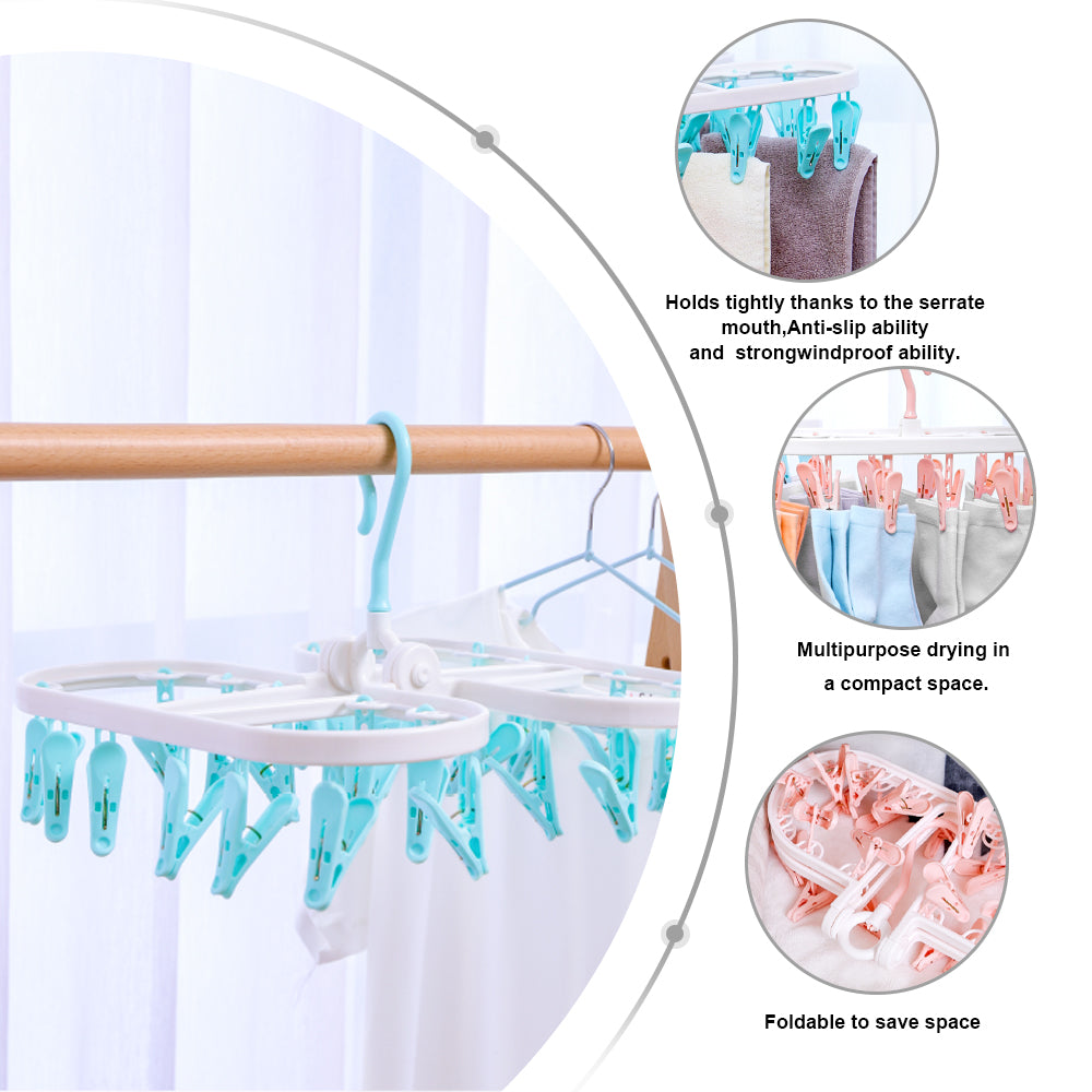 Citylife 12 / 24 Clothes Peg Hanger Foldable Laundry Hanging Clips Multi Pegs Rack J-870607