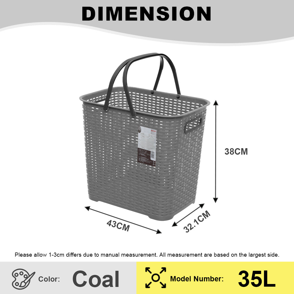 Citylife 35L Plastic Laundry Basket Large Hamper Laundry Bag for Clothes With Easy Handle L-7162