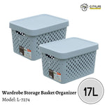 (Bundle of 2) Citylife 17L Desk Wardrobe Brick Modular Storage Basket Organizer L-7274