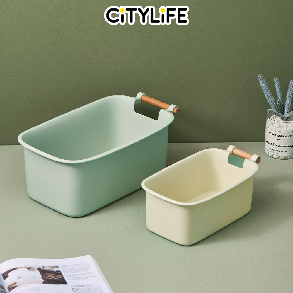 (BUNDLE OF 2) - Citylife Plastic Storage Basket Organizer Toy Storage Kitchen Organizer with handle Basket with holes L-80190 91