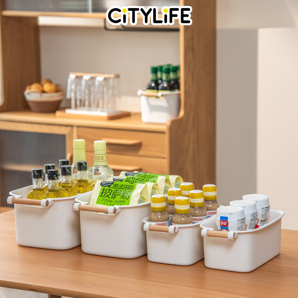 (BUNDLE OF 2) - Citylife Plastic Storage Basket Organizer Toy Storage Kitchen Organizer with handle Basket with holes L-80190 91