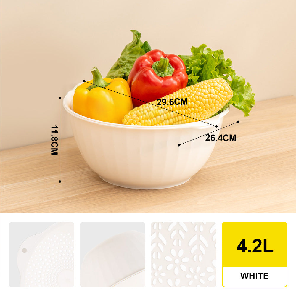 🔥NEW🔥Citylife 2-in-1 Kitchen Strainer Colander Wash Vegetable Basket Large Plastic Washing Bowl