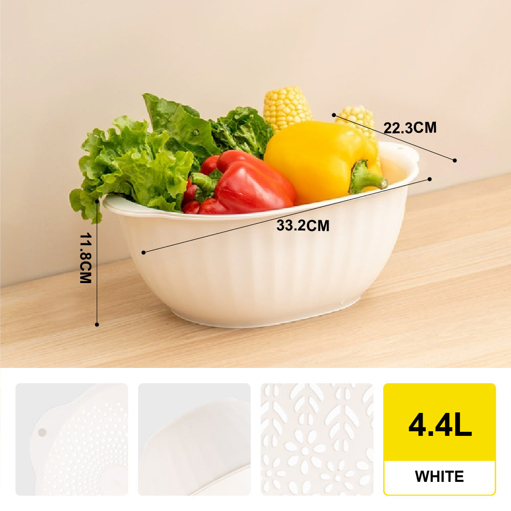 🔥NEW🔥Citylife 2-in-1 Kitchen Strainer Colander Wash Vegetable Basket Large Plastic Washing Bowl