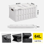 Citylife 64L Collapsible Storage Box Crate with Lid Folding Storage Box with Cover Panel for Home Outdoor