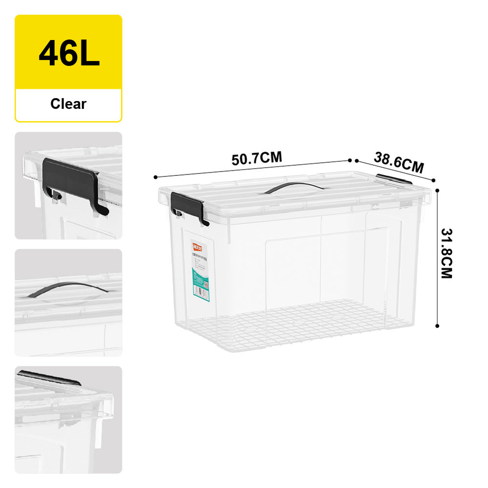 Citylife Transparent Organizer Stackable Storage Box Plastic Storage Box Organizer With Handle 12L/19L/33L/46L/64L/86L
