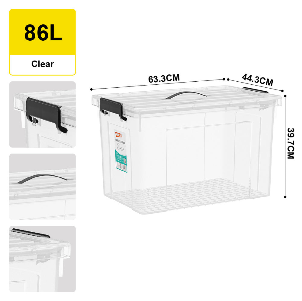 Citylife Transparent Organizer Stackable Storage Box Plastic Storage Box Organizer With Handle 12L/19L/33L/46L/64L/86L
