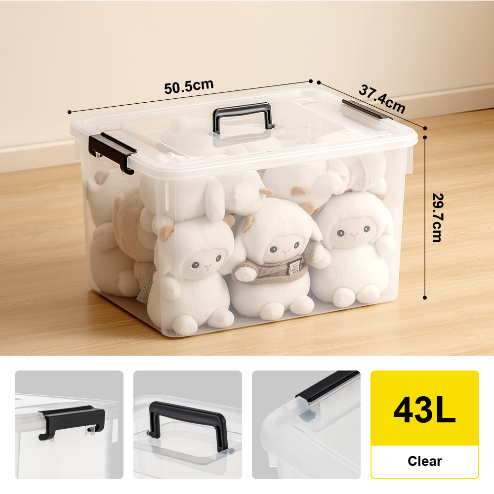 🔥NEW🔥Citylife Transparent Organizer Stackable Storage Box Plastic Storage Box Organizer With Handle 16L/30L/43L/55L