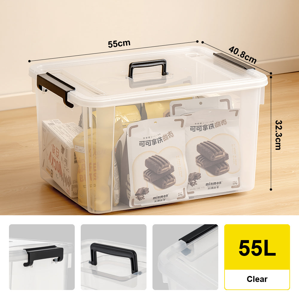 🔥NEW🔥Citylife Transparent Organizer Stackable Storage Box Plastic Storage Box Organizer With Handle 16L/30L/43L/55L