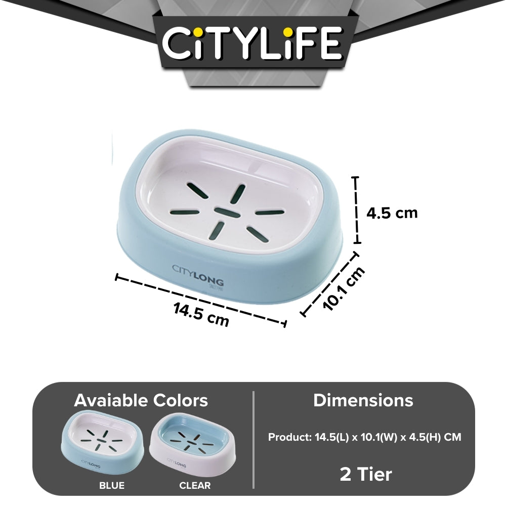 Citylife Soap Box Drain Soap Holder Soap Dish Box Sponge Storage Holder Bathroom Storage Tray H-7011