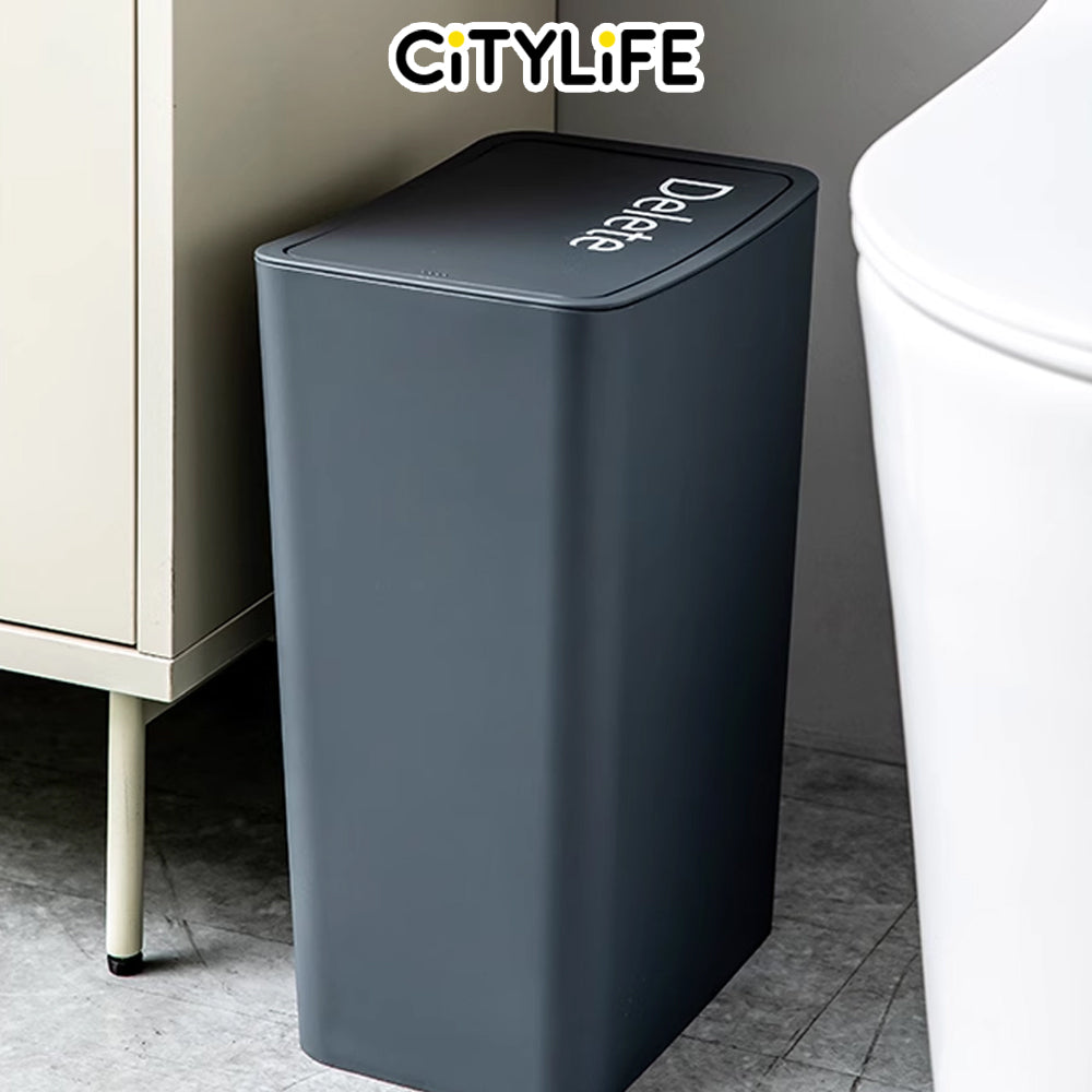 Citylife 8L Bathroom Dustbin Kitchen Hand Press Trash Bin Garbage Bin Rubbish Bin T-3074