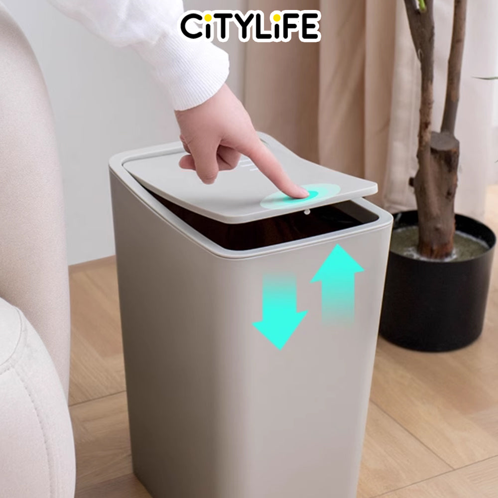 Citylife 8L Bathroom Dustbin Kitchen Hand Press Trash Bin Garbage Bin Rubbish Bin T-3074