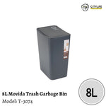 Citylife 8L Kitchen Bathroom Laundry Movida One-Press Top Lid Trash Garbage Bin T-3074