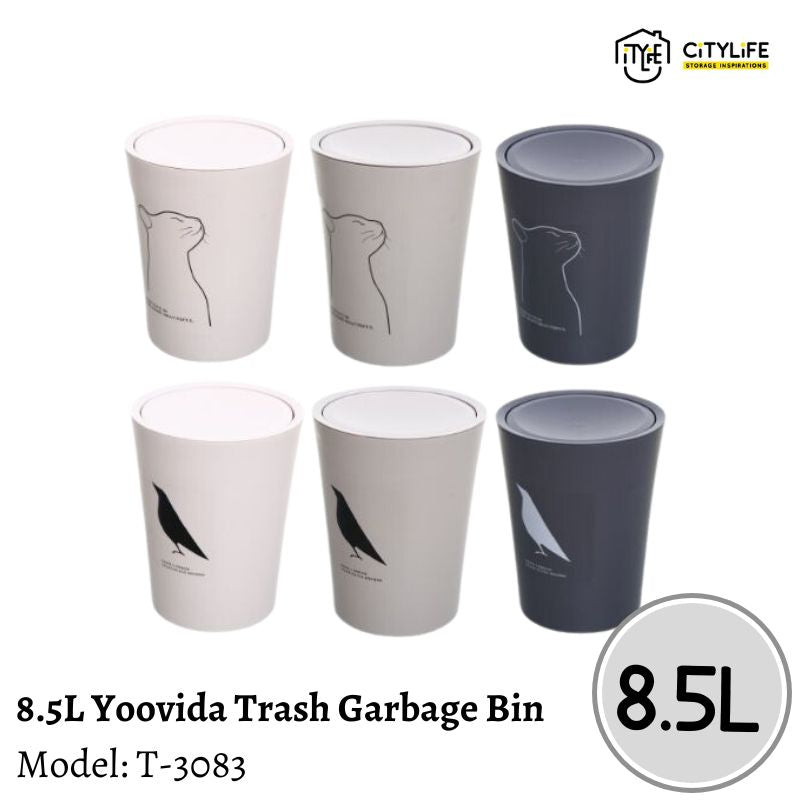 Citylife 8.5L Kitchen Bathroom Laundry Yoovida Swivel Lid Trash Garbage Bin T-3083
