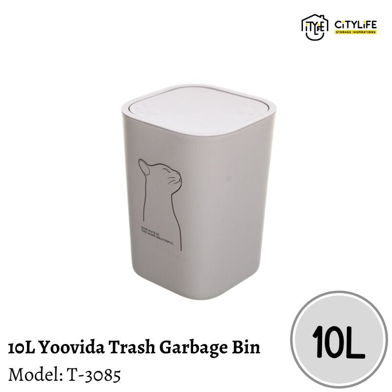 Citylife 10L Kitchen Bathroom Laundry Yoovida Swivel Lid Trash Garbage Bin T-3085