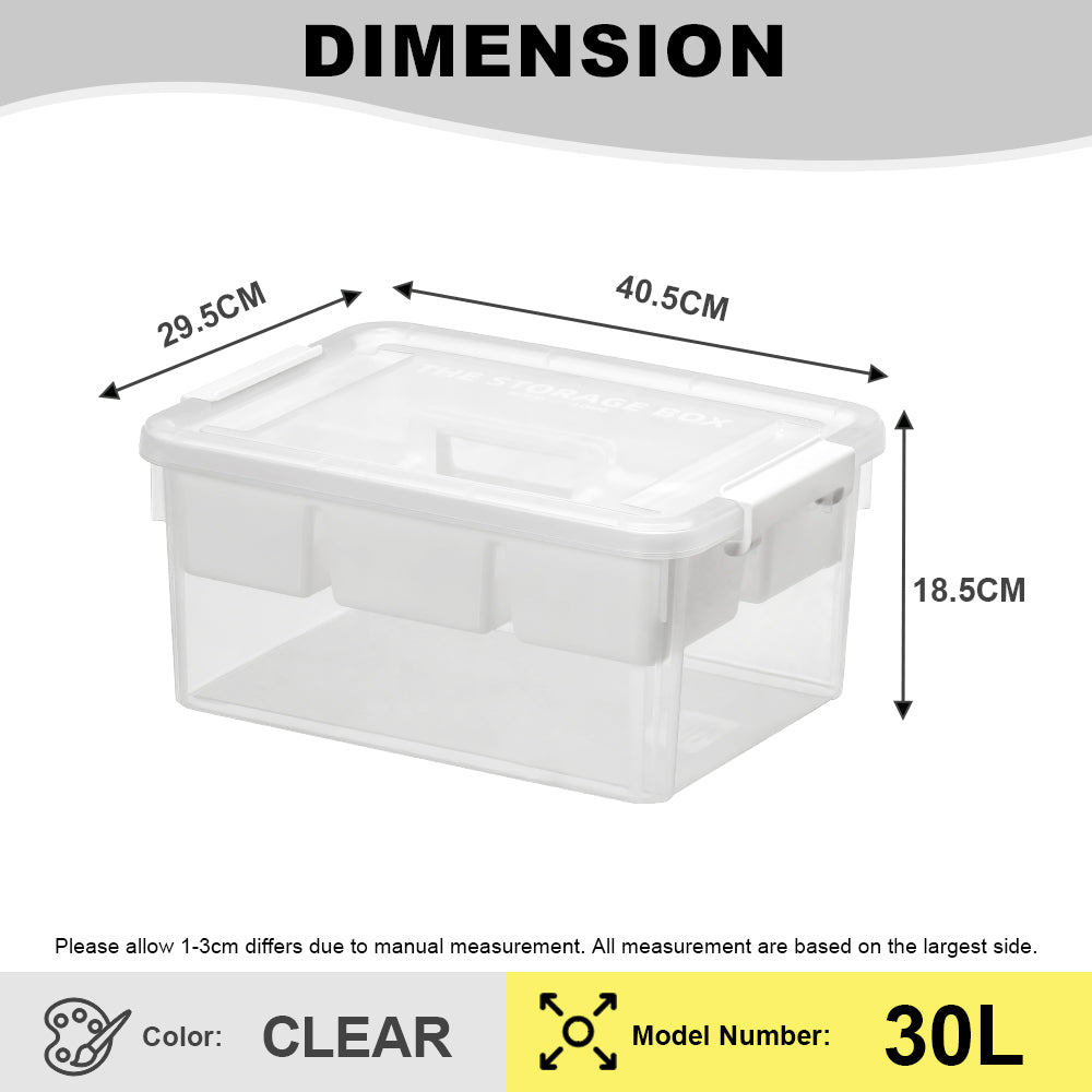 Citylife 16L Toolboxes Transparent Organizer Stackable Storage Container Box With Extra Compartment Tray X-6020