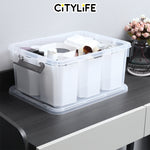 Citylife 30L Transparent Organizer Stackable Storage Container Box With Extra Compartment Tray X-6081