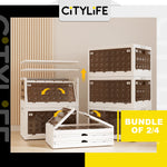 (BUNDLE OF 2) Citylife 30L-125L Folding Storage Box Cabinet Wardrobe Transparent Foldable Home Clothes Snacks Storage Cabinet X-6100-04