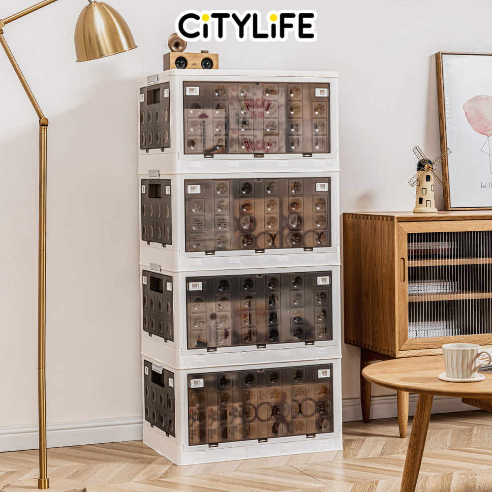 (BUNDLE OF 2) Citylife 30L-125L Folding Storage Box Cabinet Wardrobe Transparent Foldable Home Clothes Snacks Storage Cabinet X-6100-04