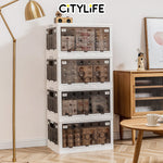 (BUNDLE OF 2) Citylife 30L-125L Folding Storage Box Cabinet Wardrobe Transparent Foldable Home Clothes Snacks Storage Cabinet X-6100-04