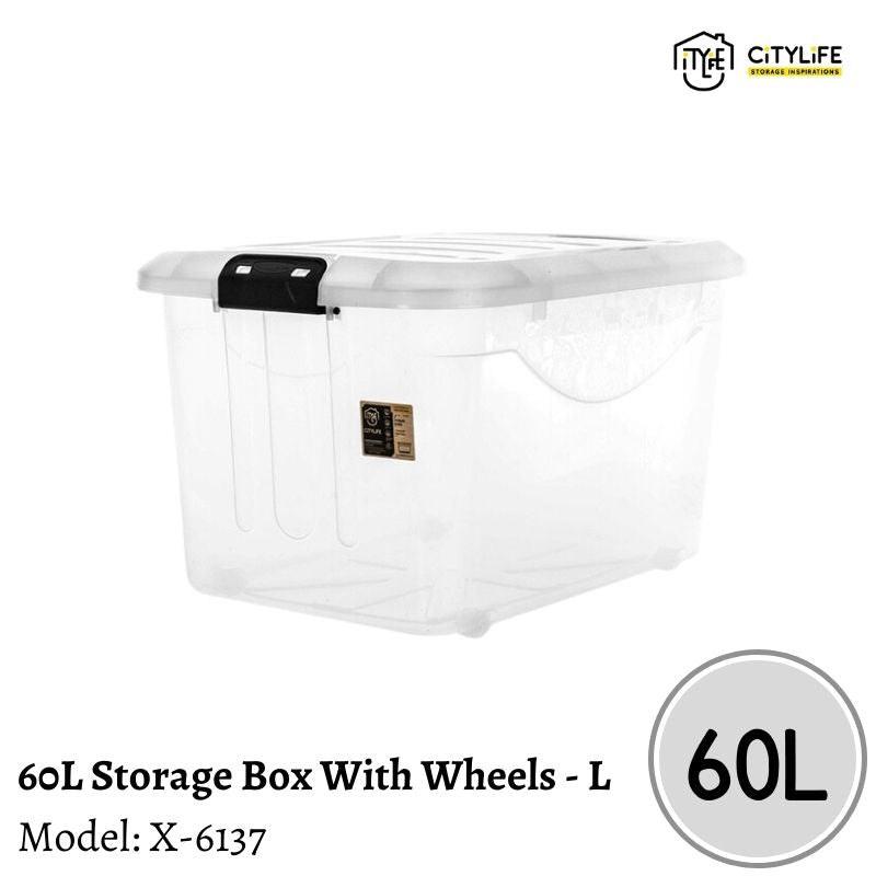 Citylife 60L Multi-Purpose Stackable Storage Container Box With Wheels - L X-6137