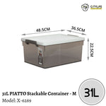 Citylife 31L Multi-Purpose PIATTO Stackable Storage Container Box W/O Wheels - M X--6269