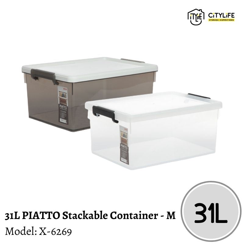 Citylife 31L Multi-Purpose PIATTO Stackable Storage Container Box W/O Wheels - M X--6269
