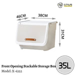 Citylife 35L Multi-Purpose Front Opening Stackable Storage Box With PU Leather Handle X-6322