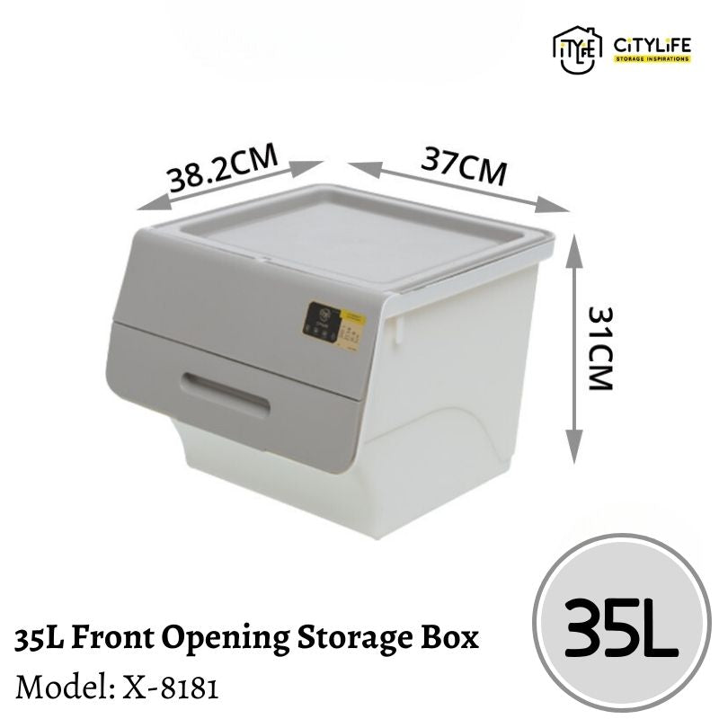 (Bundle of 4) Citylife 35L Multi-Purpose Front Opening Stackable Storage Box X-8181