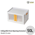 Citylife 50L Multi-Purpose Collapsible Front Door Opening Stackable Storage Box With Wheels X-9099
