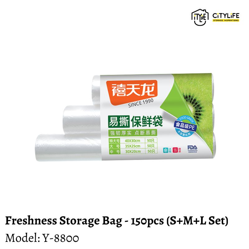 Citylife Freshness Storage Bag with dotted lines for easy tear 150pcs (S+M+L Set) Y-8800