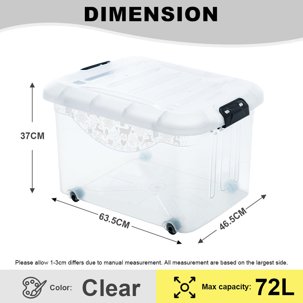 Citylife 72L Large Capacity Stackable Box Storage Container Box With Wheels - XL X-6130