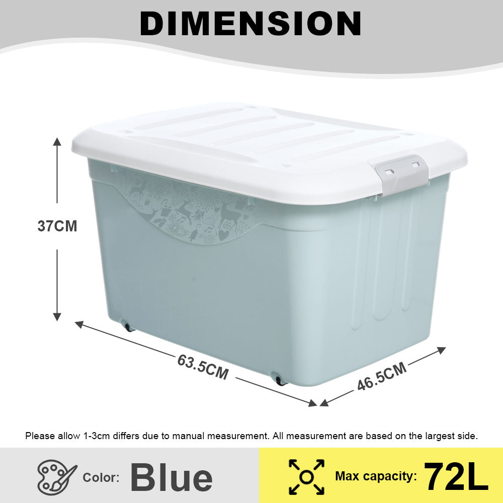 Citylife 72L Large Capacity Stackable Box Storage Container Box With Wheels - XL X-6130