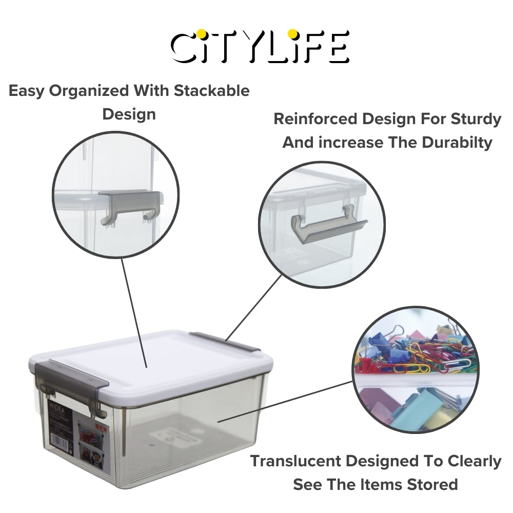 (BUNDLE OF 2) Citylife 7L Widea Transparent Storage Box Stackable Storage Mini Container Box - M X-6318