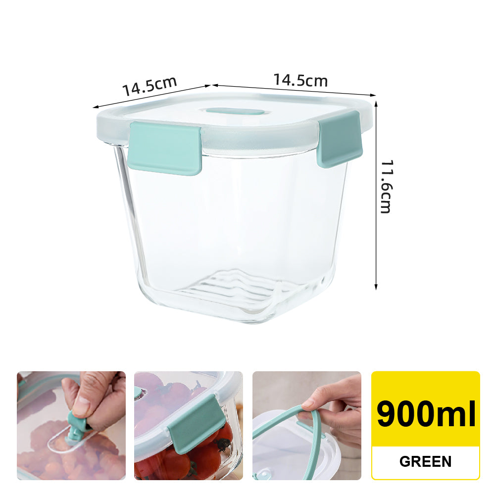 Citylife Antibacterial Glass Food Container Bundle Air-tight Glass Lunch Box Microwaveable BPA Free Bento Box