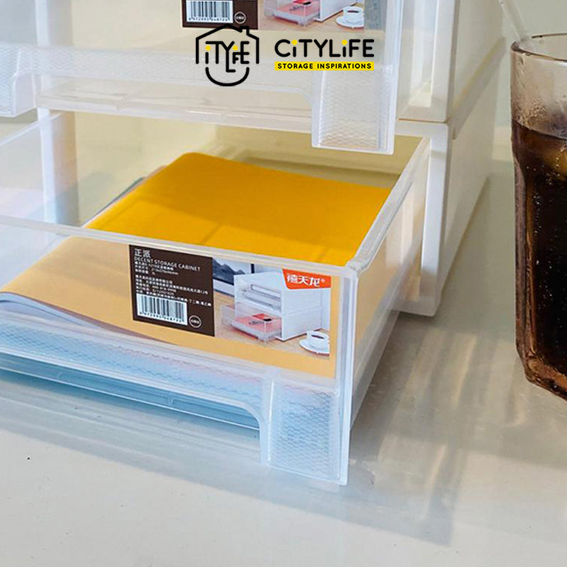 (Bundle of 2) Citylife 3L Multi-Purpose Desk Stackable Sleek Single Tier Storage Drawer Organizer - S G-5210