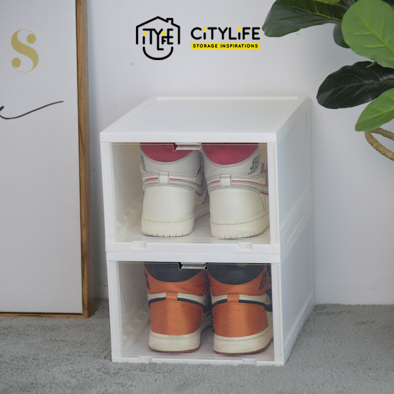 Citylife 17L Stackable Shoes Sneakers Single Tier Front Opening Shoe Storage Box G-5308